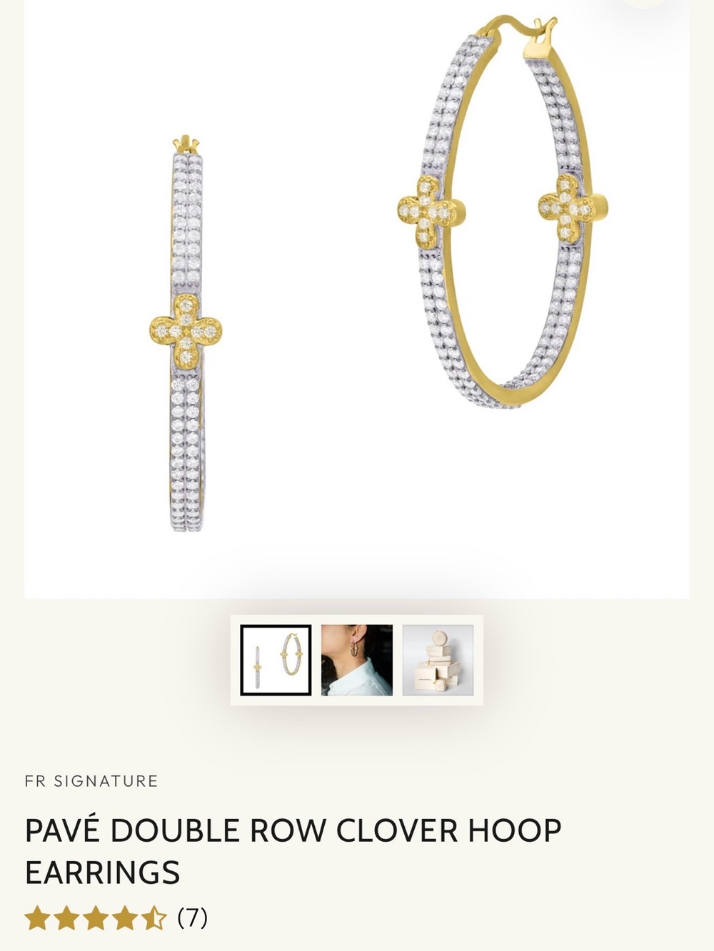 FREIDA ROTHMAN PAVÉ DOUBLE ROW CLOVER HOOP EARRINGS - Picture 2 of 5